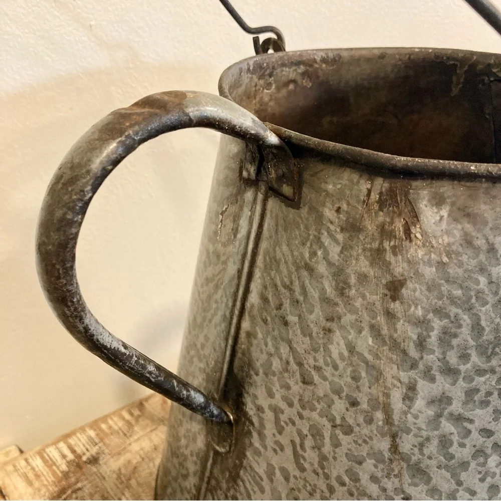 Distressed Gray Graniteware Enamelware Cowboy Coffee Pot Rustic Farmhouse Decor